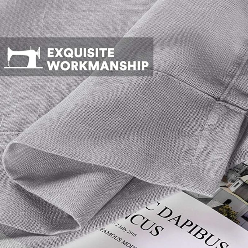 New Natural Linen Sheer Curtains Bedroom Living Room Textured Open Weave Linen Semi Sheer Curtain , Grommet Sheer Curtain/