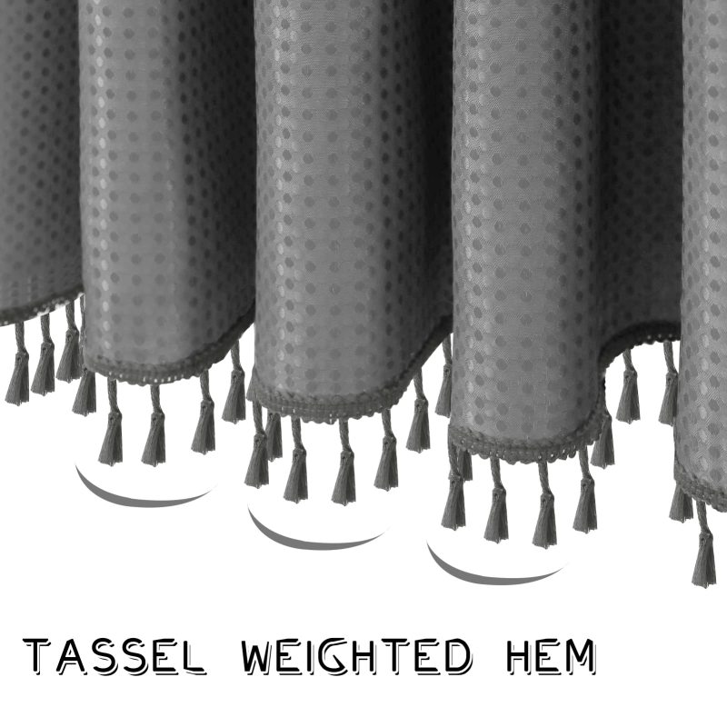 Custom DIY Print Tassel Shower Curtain, Bathroom Waffle Curtain Waterproof Curtains with Hooks$