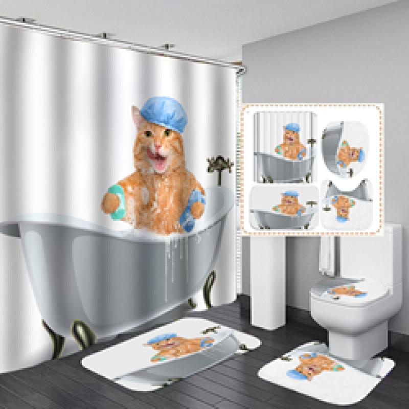 Branded Printable Curtain Shower Custom, Custom Printed Wholesale Weighted Custom Shower Curtain Printing/