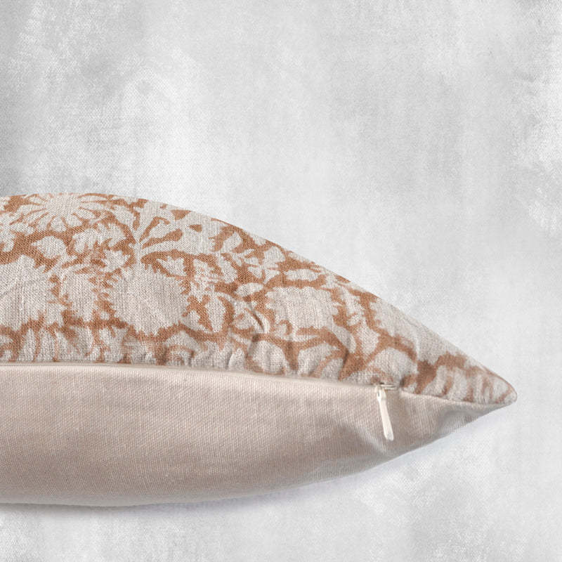 Classy Design Light Brown Floral Printed Pillow Case Cushion Cover For Living Room