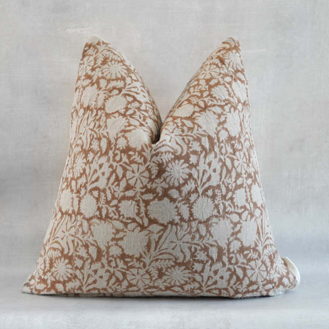 Classy Design Light Brown Floral Printed Pillow Case Cushion Cover For Living Room