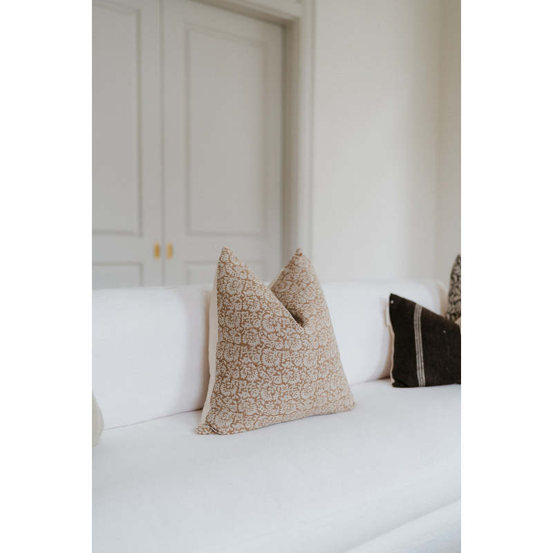 Classy Design Light Brown Floral Printed Pillow Case Cushion Cover For Living Room