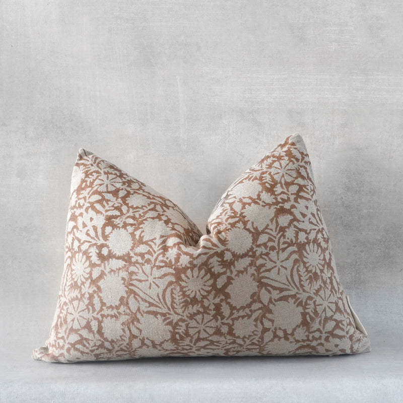 Classy Design Light Brown Floral Printed Pillow Case Cushion Cover For Living Room