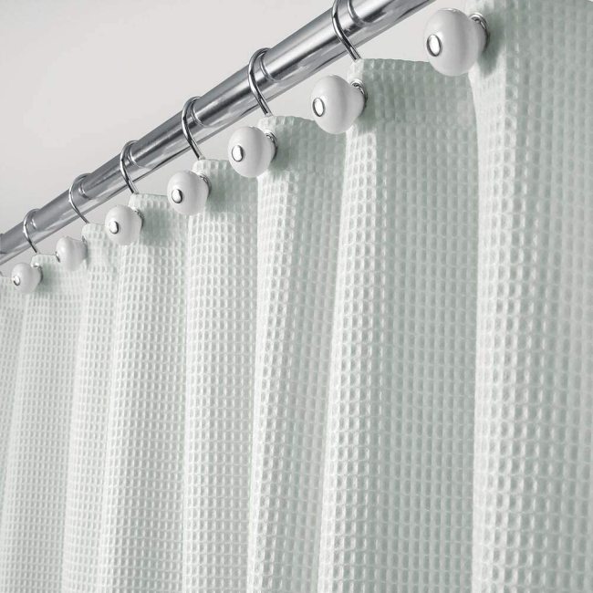 Custom waterproof Waffle shower curtain Bath room shower curtain polyester Waffle fabric Shower curtain