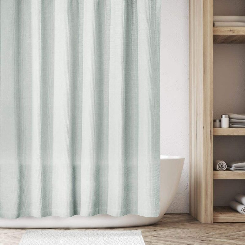 Custom waterproof Waffle shower curtain Bath room shower curtain polyester Waffle fabric Shower curtain
