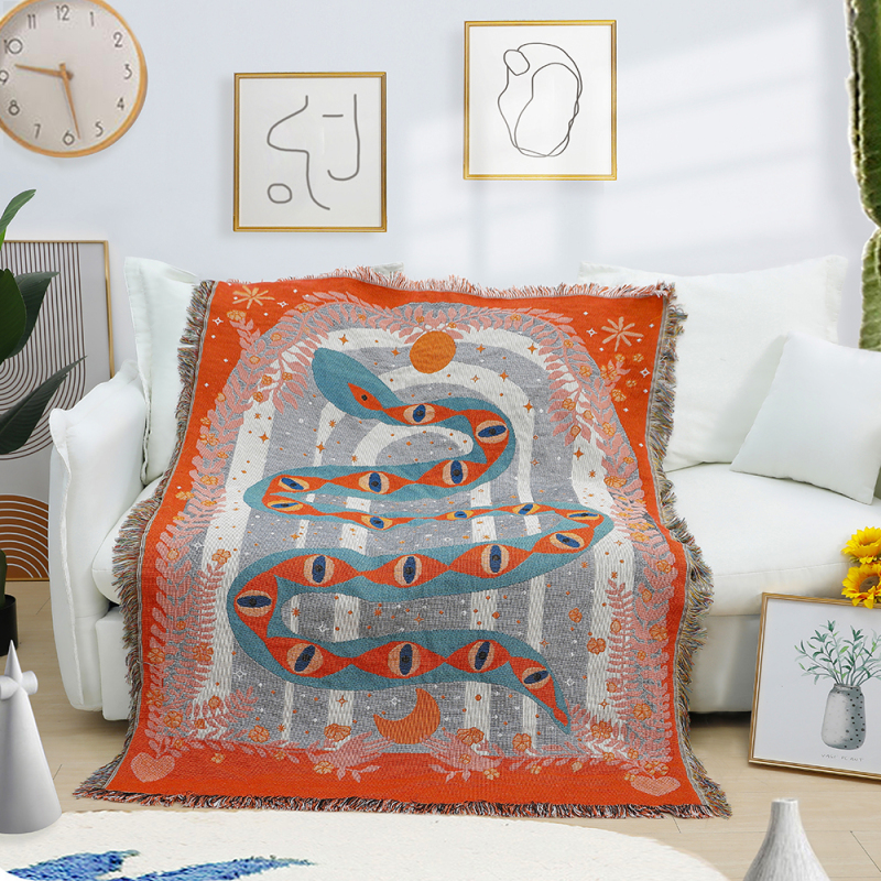 Casual Blanket Carpet Decoration Boho Snake Tapestry Sofa Leisure Carpet Original Single Tapestry Sofa Blankets/