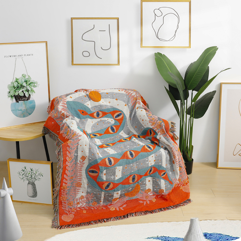 Casual Blanket Carpet Decoration Boho Snake Tapestry Sofa Leisure Carpet Original Single Tapestry Sofa Blankets/