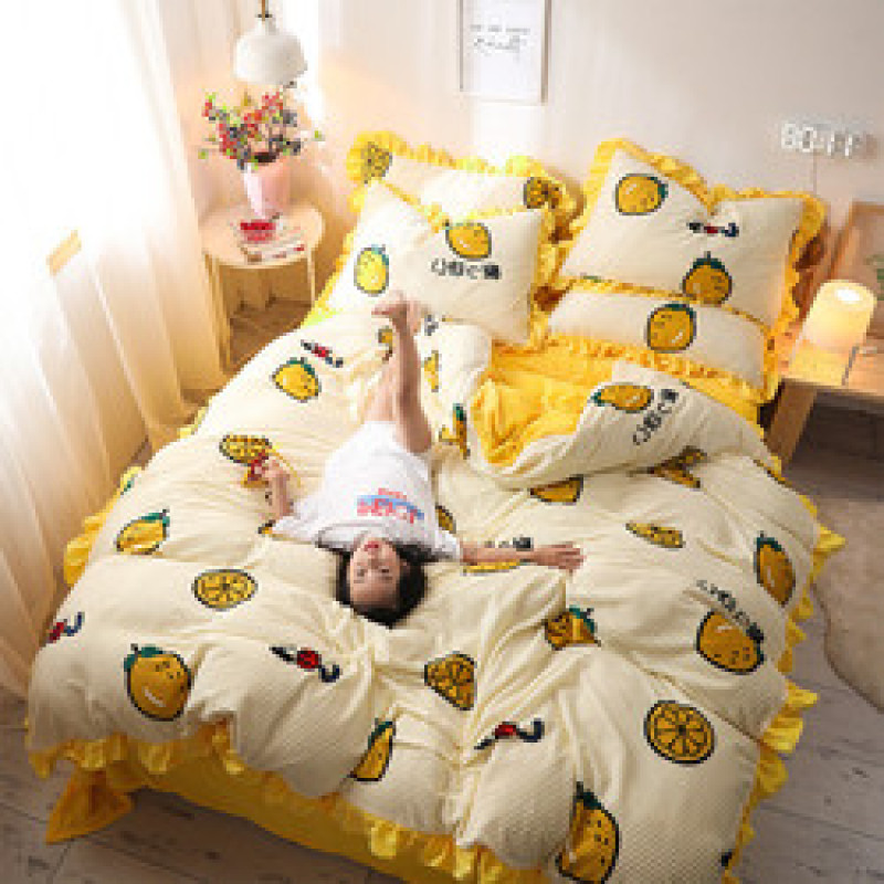 Wholesale Coral Fleece Bed Sheet Sets Bedding, 4 Pcs Super King Size Bedding Set For Adults/