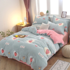 Wholesale Coral Fleece Bed Sheet Sets Bedding, 4 Pcs Super King Size Bedding Set For Adults/