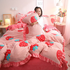 Wholesale Coral Fleece Bed Sheet Sets Bedding, 4 Pcs Super King Size Bedding Set For Adults/