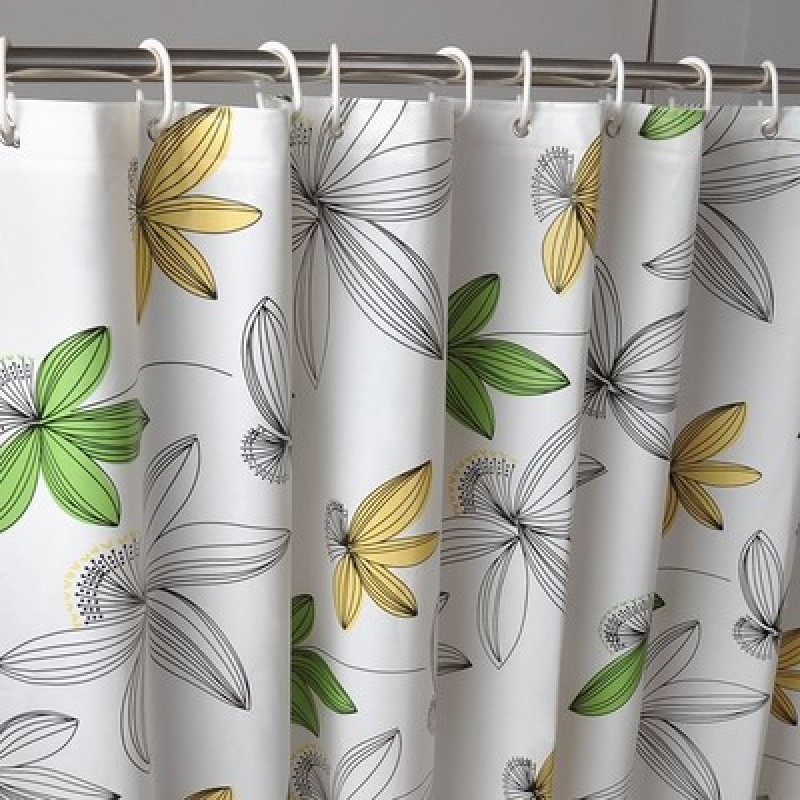 Green Plant Pattern Style Polyester Shower Curtain   , Flower pattern Shower Curtain   /
