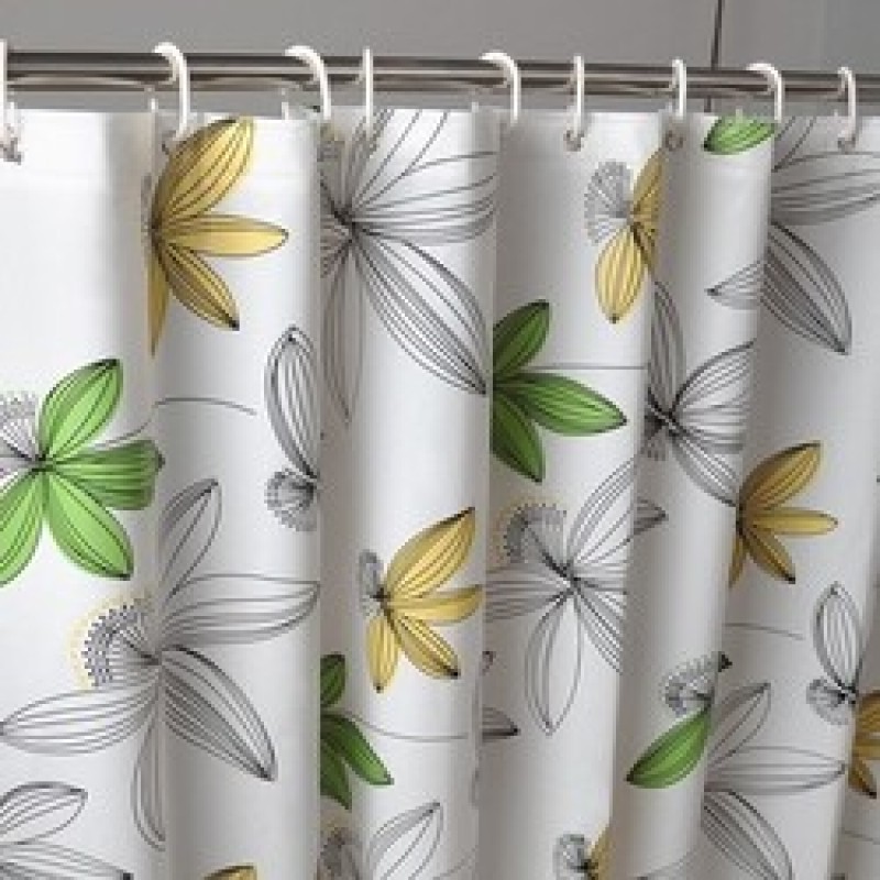 Green Plant Pattern Style Polyester Shower Curtain   , Flower pattern Shower Curtain   /