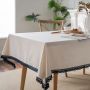 Popular Linen Cotton Lace Trimmed Floral Printing Table Cloth Rectangular Decoration damask Table Cover satin tablecloth