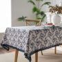 Popular Linen Cotton Lace Trimmed Floral Printing Table Cloth Rectangular Decoration damask Table Cover satin tablecloth