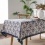 Popular Linen Cotton Lace Trimmed Floral Printing Table Cloth Rectangular Decoration damask Table Cover satin tablecloth