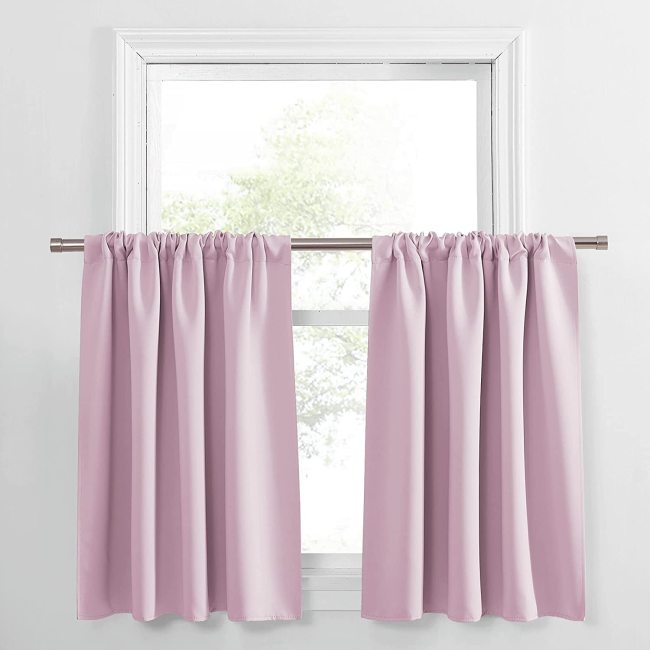 Hot selling 100% polyester ready made stock one piece soft thermal blackout kitchen curtains