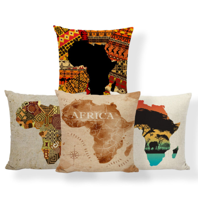 African Style Cushion Cover, Linen African  Printed Home Sofa Decoration Pillow case