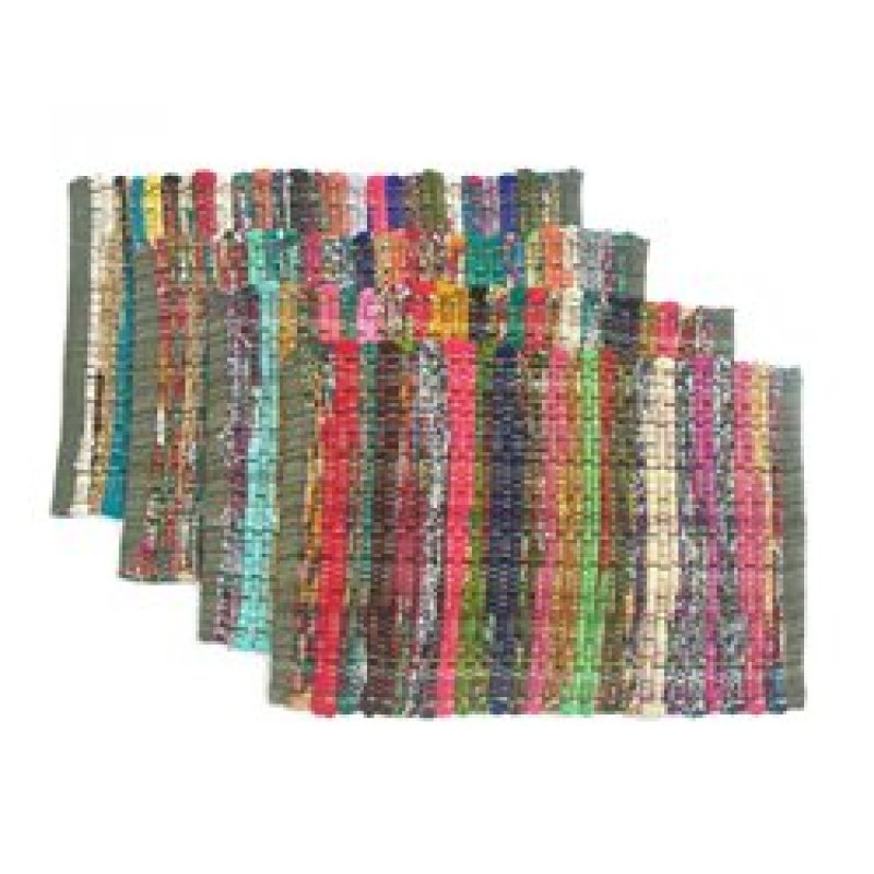 Home Eco Friendly Rainbow Multi Chindi Placemats, Washable  Table Place Mats for Home Decoration#