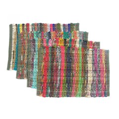 Home Eco Friendly Rainbow Multi Chindi Placemats, Washable  Table Place Mats for Home Decoration#