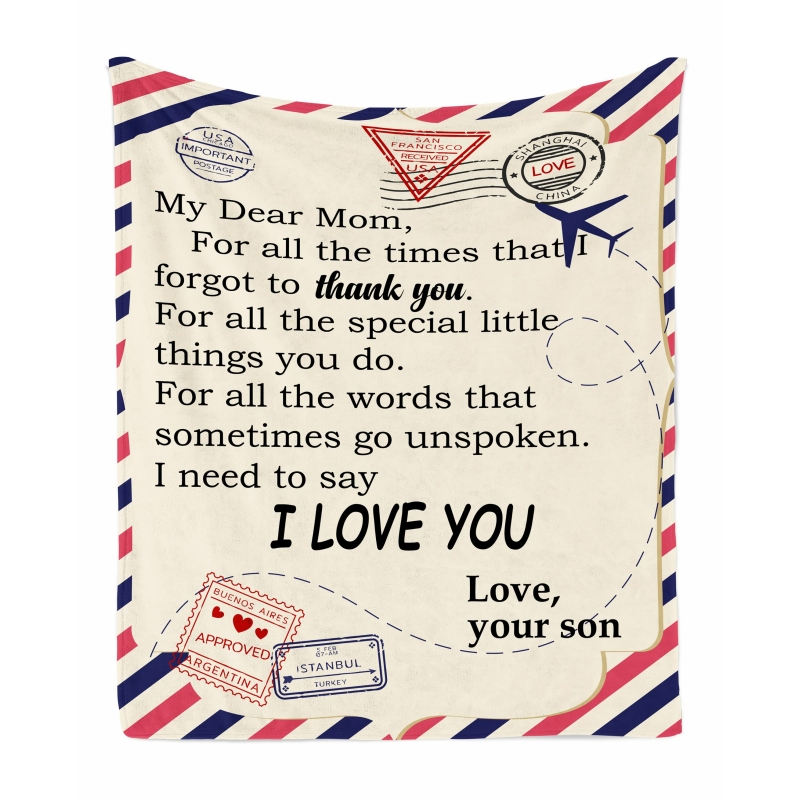 Lettering Warm Soft Valentine Day Gifts for Daughter/Son Mom Birthday Gifts  Fuzzy Fleece Blanket for Mom Mom Who Has Everything