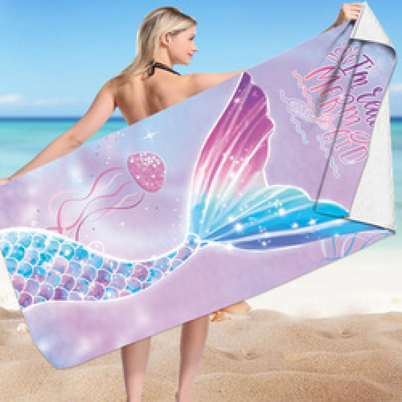 OEM Mermaid Microfiber Beach Towel, Super Soft PonchoPrinting Beach Towel #