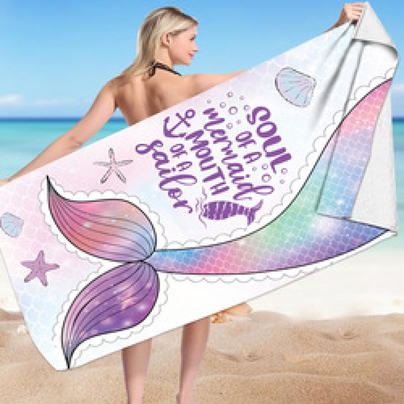 OEM Mermaid Microfiber Beach Towel, Super Soft PonchoPrinting Beach Towel #