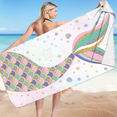 OEM Mermaid Microfiber Beach Towel, Super Soft PonchoPrinting Beach Towel #