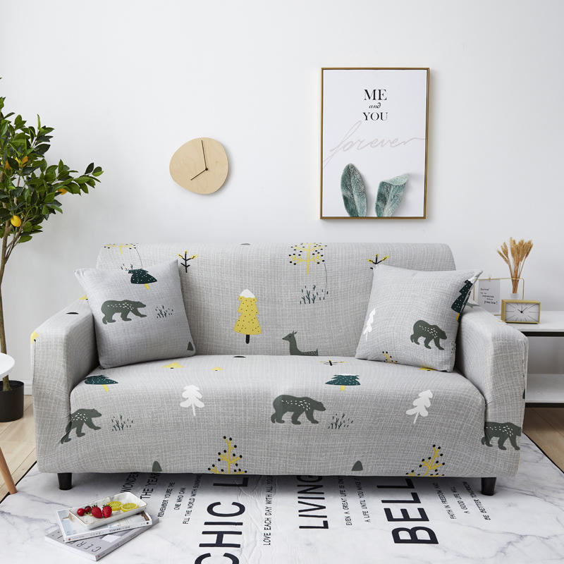 New Blooming Flower Design Printed Stretch Sofa Slipcover, Full Cover Protector for Sofa Home Decor