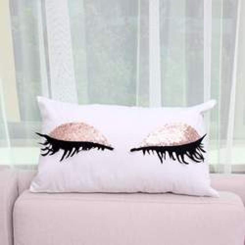 Korean version popular fashion eyelashes rectangular pillow,Cushion Cover Velvet Fabric Cushion/