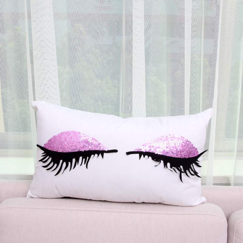 Korean version popular fashion eyelashes rectangular pillow,Cushion Cover Velvet Fabric Cushion/