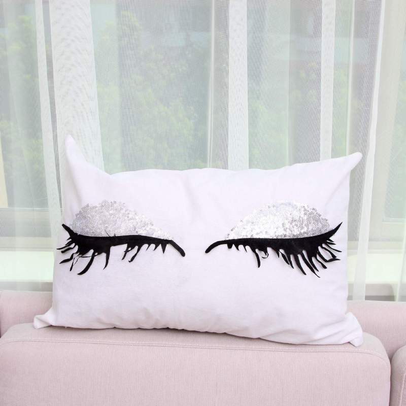 Korean version popular fashion eyelashes rectangular pillow,Cushion Cover Velvet Fabric Cushion/