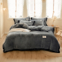 Winter New Design 4 Piece Bed Sheet Set, Double-Faced Fluff Printed Solid Color Comforter Bedding Sets/