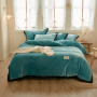 Winter New Design 4 Piece Bed Sheet Set, Double-Faced Fluff Printed Solid Color Comforter Bedding Sets/