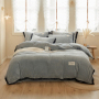 Winter New Design 4 Piece Bed Sheet Set, Double-Faced Fluff Printed Solid Color Comforter Bedding Sets/