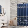 OEM Waffle Weave Shower Curtains,  Factory Printed Shower Curtains with Tassel$