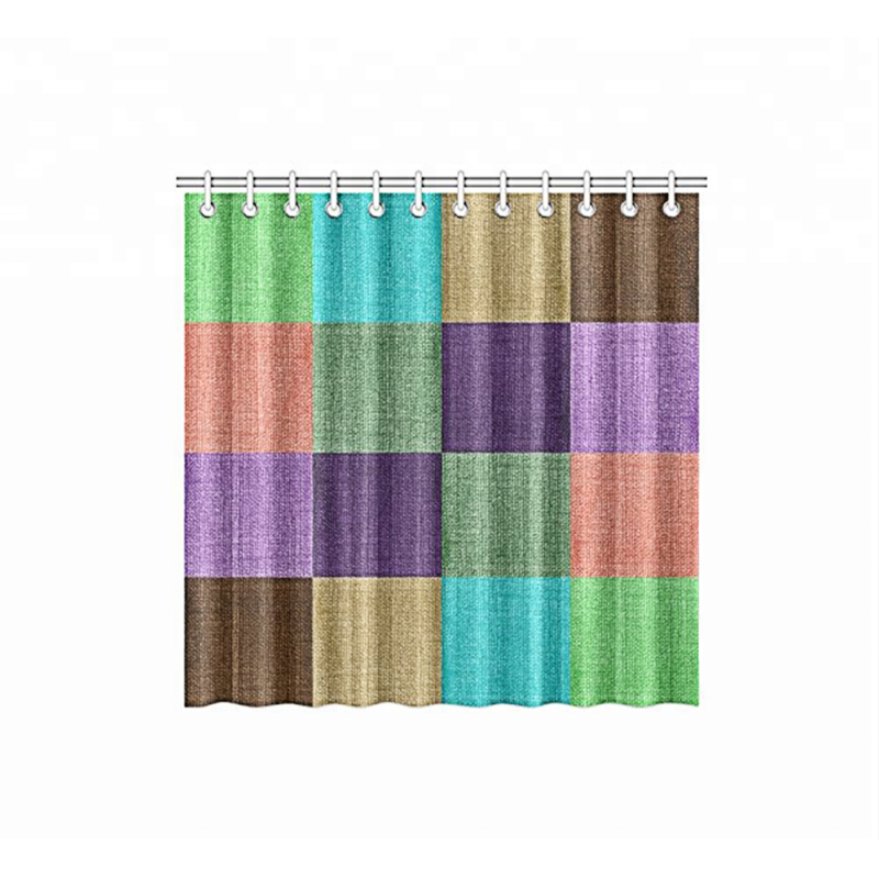 Home decor colorful fabric new design geometric grid pattern texture shower curtain