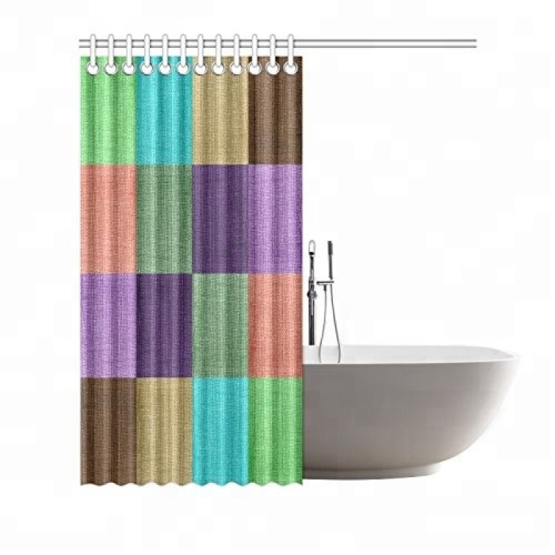 Home decor colorful fabric new design geometric grid pattern texture shower curtain