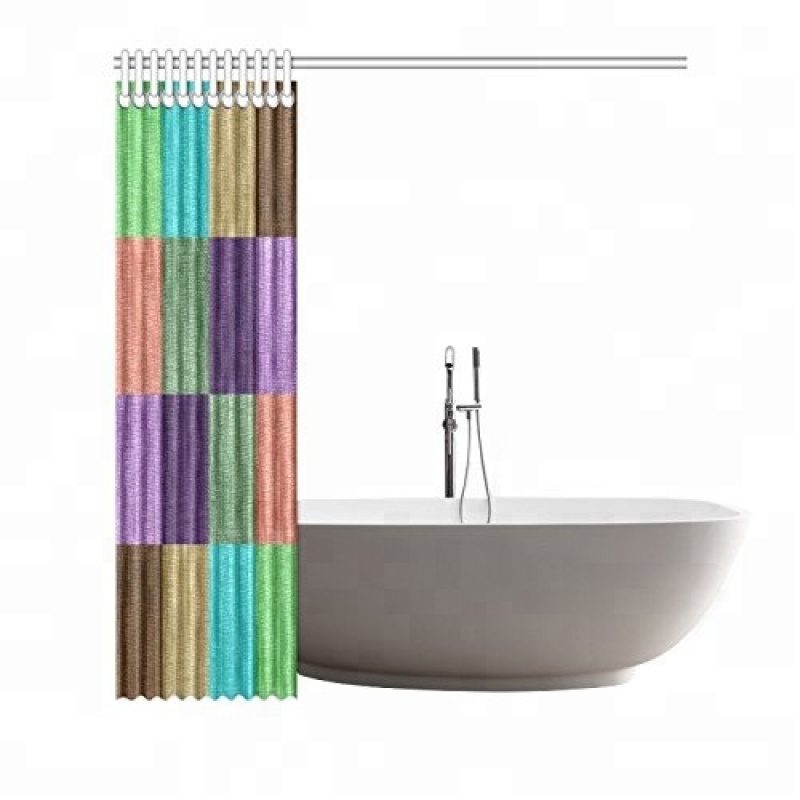 Home decor colorful fabric new design geometric grid pattern texture shower curtain