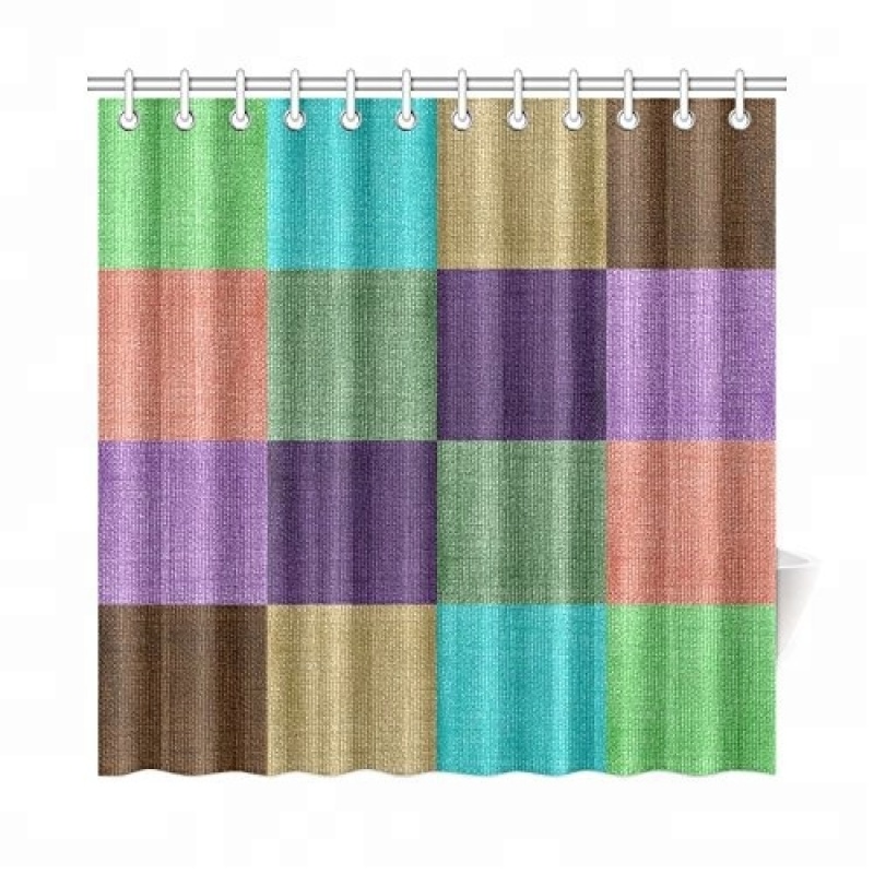Home decor colorful fabric new design geometric grid pattern texture shower curtain
