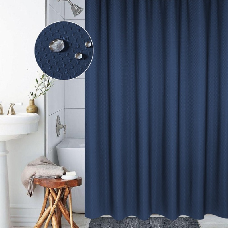 Waffle Fabric Shower Curtain For Bathroom, Water Repellent Modern Waffle Shower Curtain Mildew Resistant/