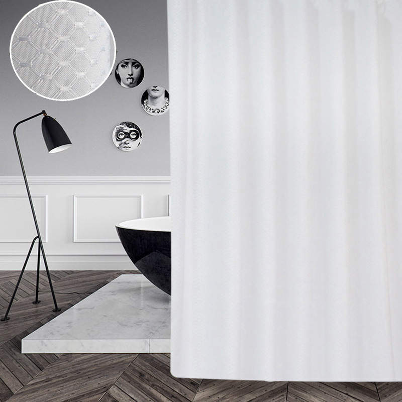 Waffle Fabric Shower Curtain For Bathroom, Water Repellent Modern Waffle Shower Curtain Mildew Resistant/