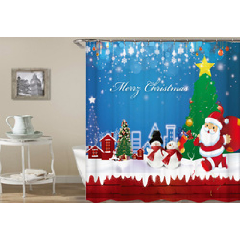 Wholesale direct sales waterproof Shower Curtain , Holiday design shower curtain with Hooks#