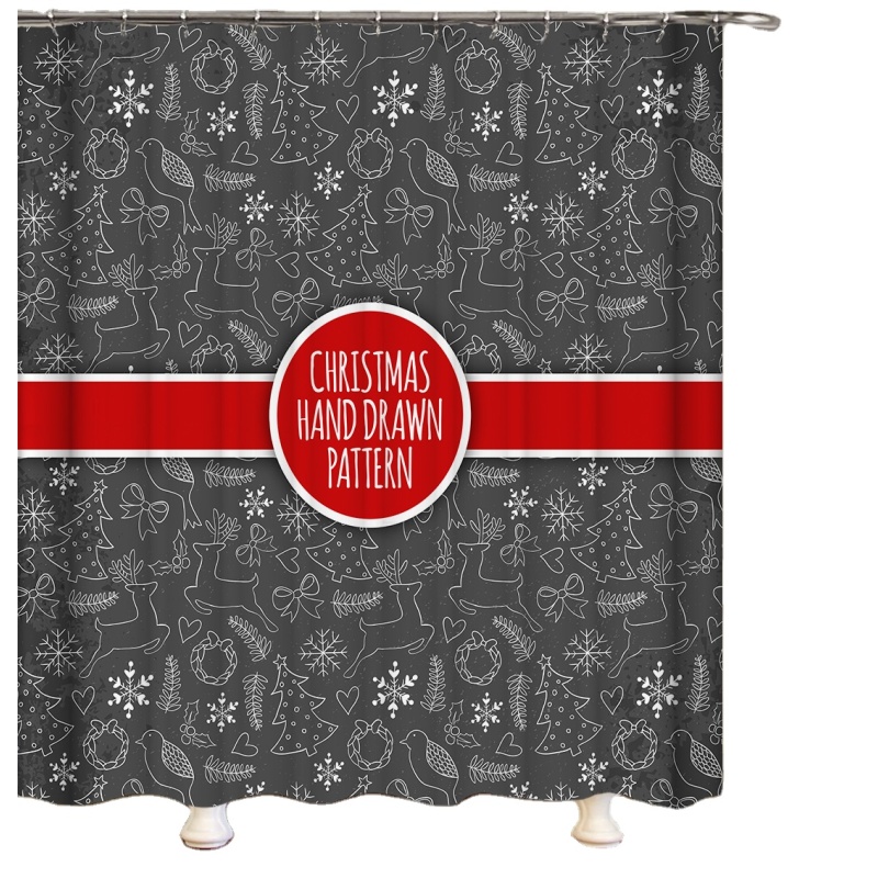 Wholesale direct sales waterproof Shower Curtain , Holiday design shower curtain with Hooks#