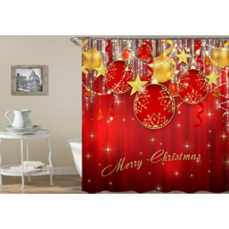 Wholesale direct sales waterproof Shower Curtain , Holiday design shower curtain with Hooks#