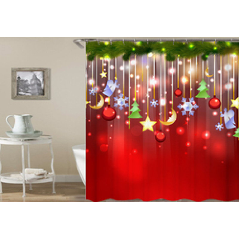 Wholesale direct sales waterproof Shower Curtain , Holiday design shower curtain with Hooks#