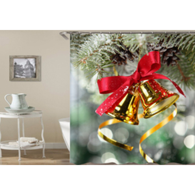 Wholesale direct sales waterproof Shower Curtain , Holiday design shower curtain with Hooks#