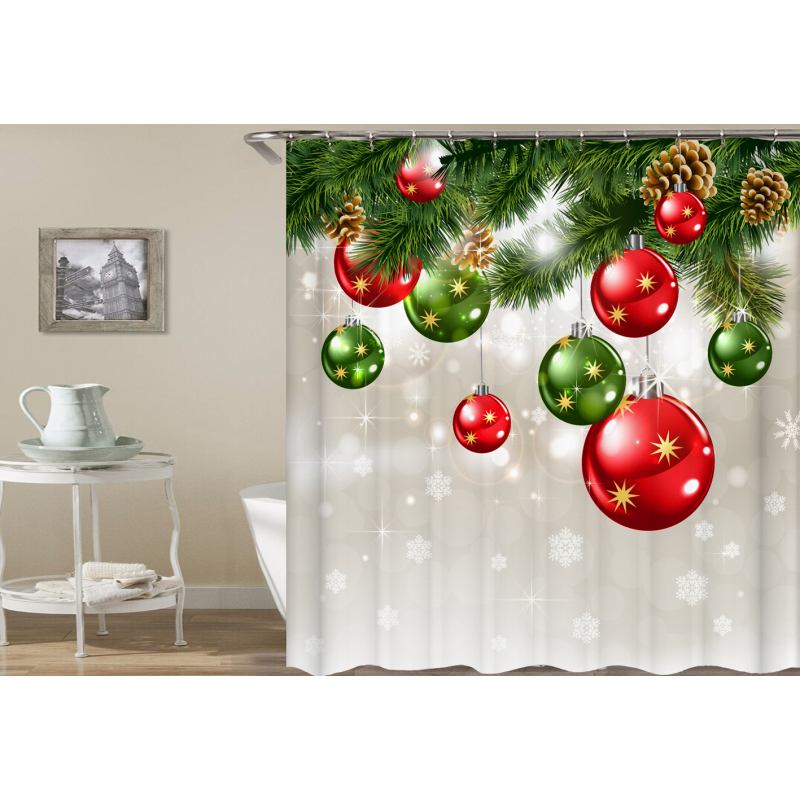 Wholesale direct sales waterproof Shower Curtain , Holiday design shower curtain with Hooks#