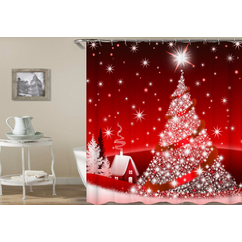 Wholesale direct sales waterproof Shower Curtain , Holiday design shower curtain with Hooks#