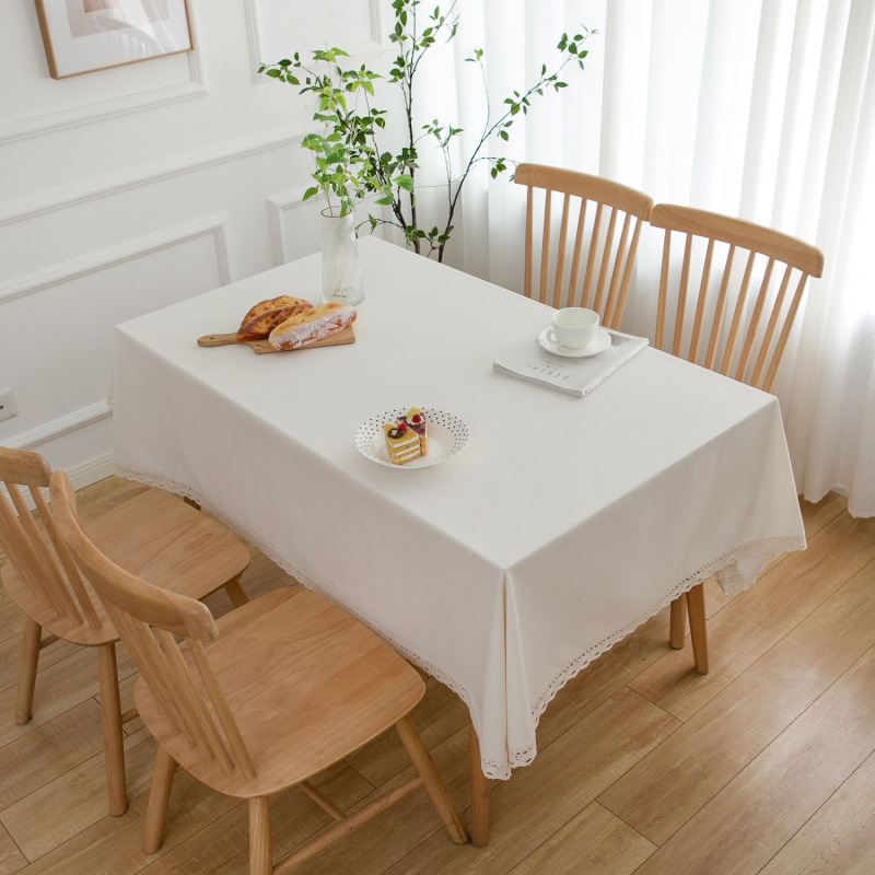 High Quality Custom Natural Plain Color white dust-proof Tea Table Cover Cotton Linen Tablecloth For Living Room Kitchen