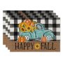 Happy Fall Pumpkin Truck Placemats Set of 4, 12x18 Inch  Autumn Thanksgiving Harvest Vintage Table Mat for Party Dining#
